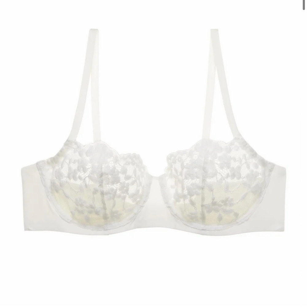 Natori Plush Romance Balconette Underwire Bra Ivory 32C